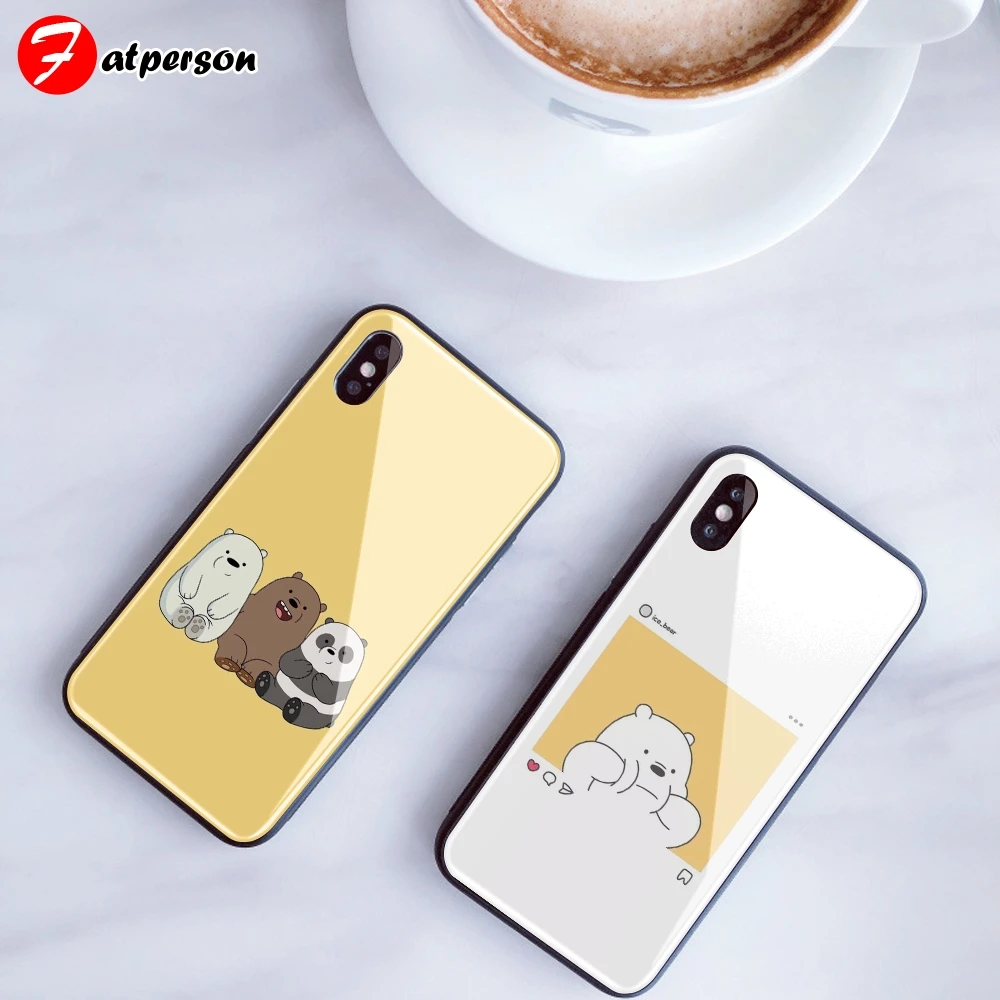 Заказной чехол из закаленного стекла для телефона для iphone 11 Pro XS MAX XR 5 5S SE чехол Мы Голые Медведи DIY чехол для iphone 8X7 Plus 6s capa