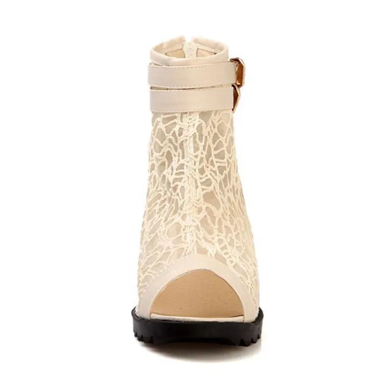 Новинка женские сексуальные туфли из газовой ткани на скрытой танкетке Летние