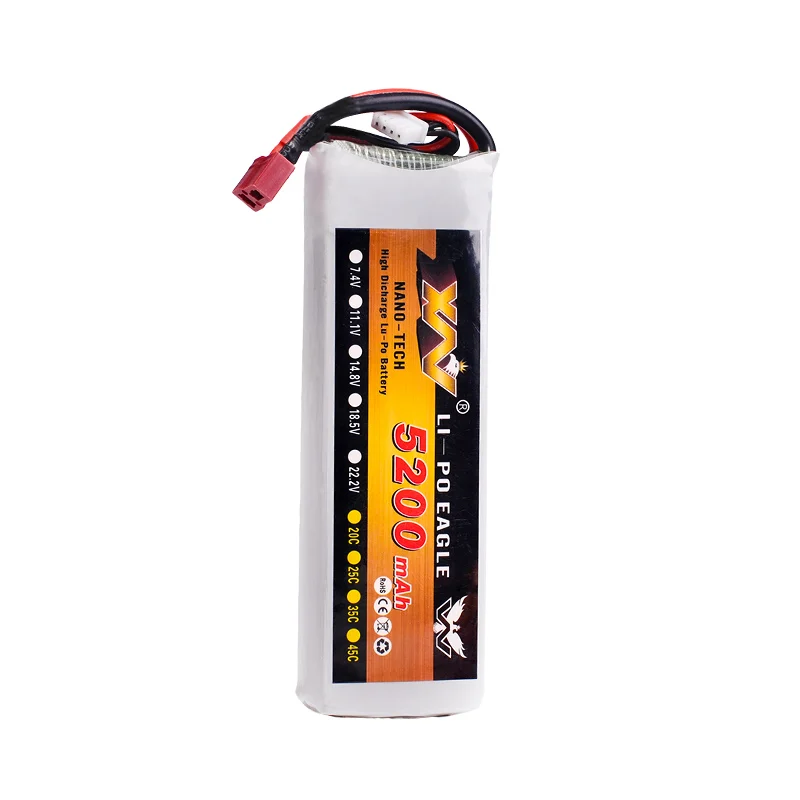 XW Power 7 4 В 11 1 14 8 в 22 2 5200 мАч 35C 2S 3S 4S 6S аккумуляторная батарея Lipo XT60 T другие вилки для