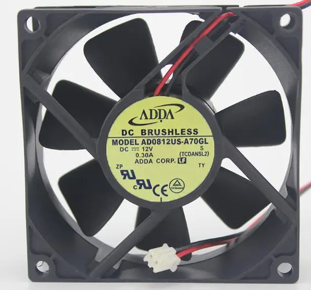 ADDA AD0812US-A70GL 8025 12V 0.3A 2-проводной вентилятор/вентилятор питания