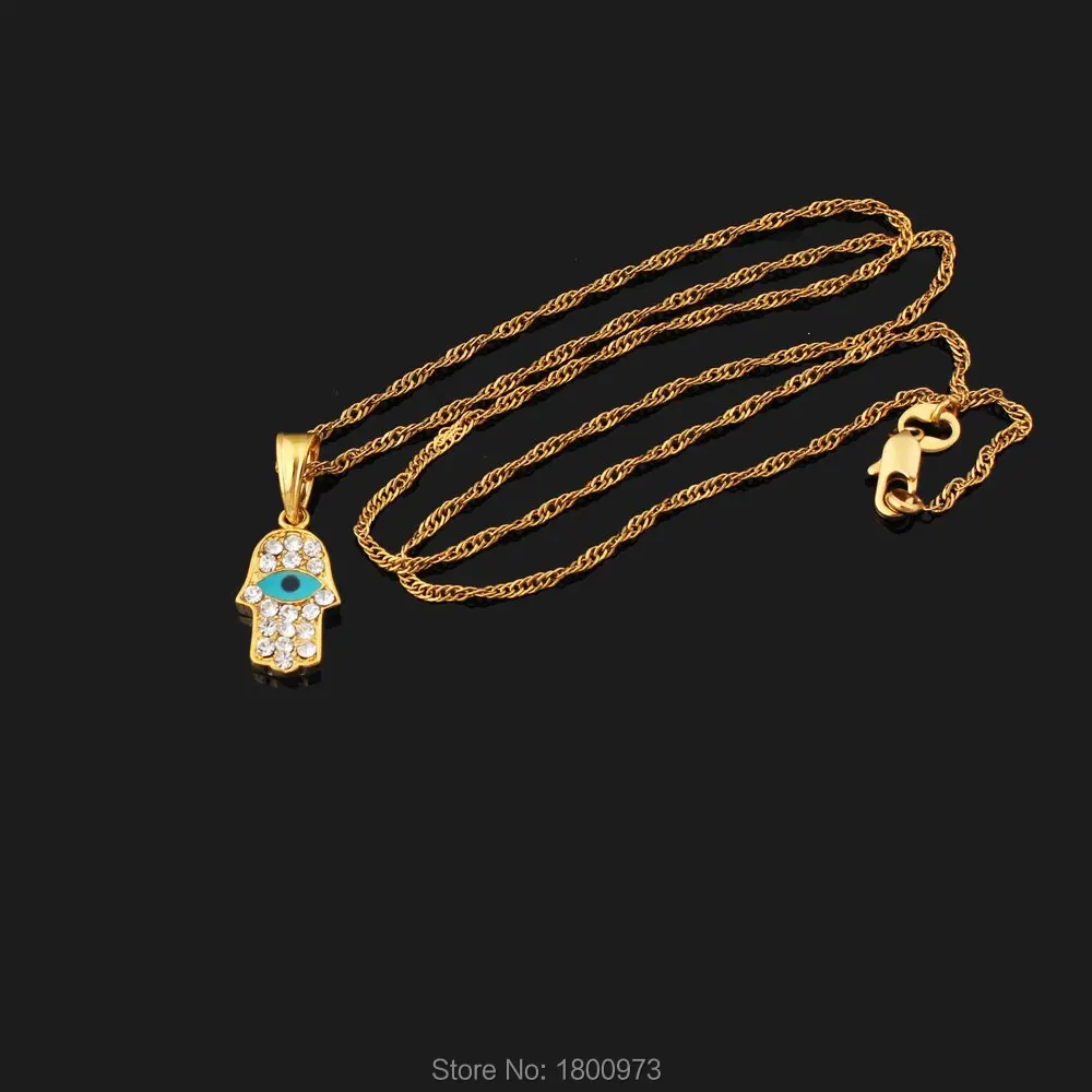 Ручной кулон Hamsa ожерелья для женщин. Золотые турецкие глаза злых глаз