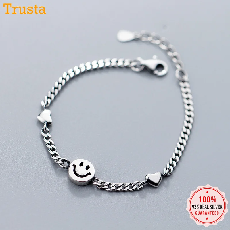 Trustdavis,, Настоящее серебро 925 пробы, полый браслет с картой, 16 см, для женщин, подарок, для девушек, леди, ювелирное изделие DA306
