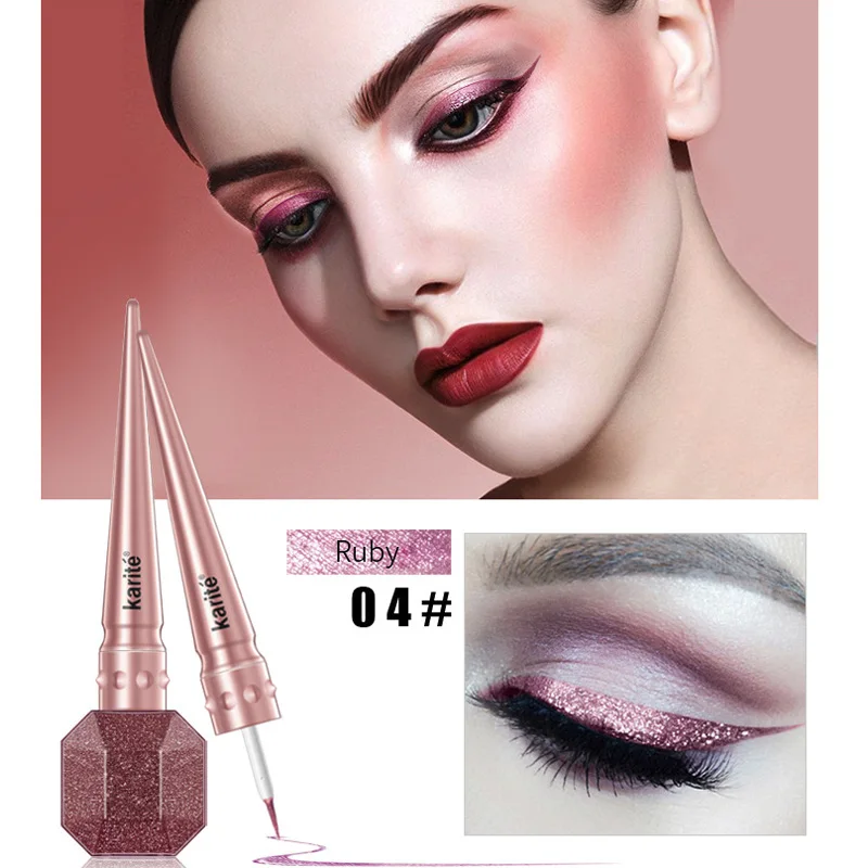 Kiss beauty брендовый Блестящий жидкий гель-лайнер для глаз с бриллиантами, водостойкий стойкий Золотой Серебряный хайлайтер, блестящий макияж - Цвет: 04-Ruby