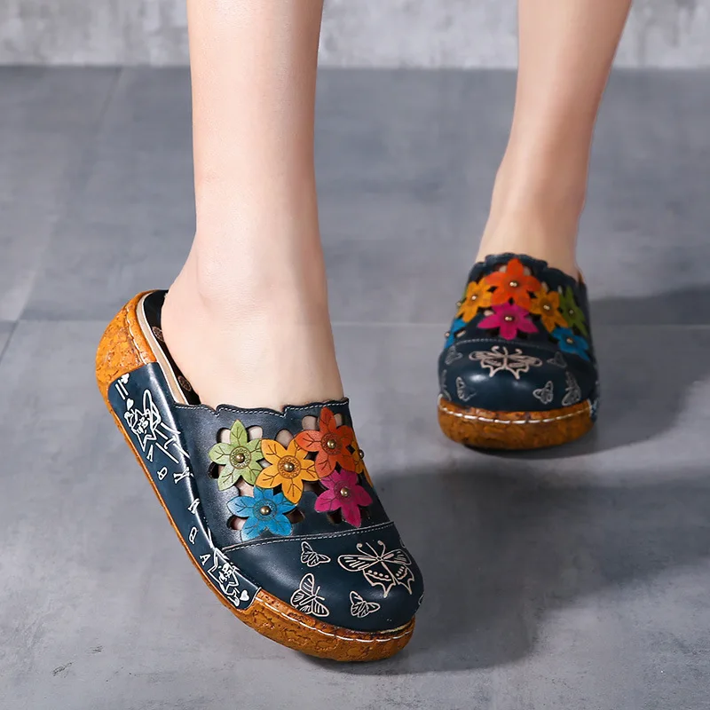 

Careaymade-Folk style Head layer cowhide pure handmade Carved shoes, the retro art mori girl shoes,Women's casual Sandals Large