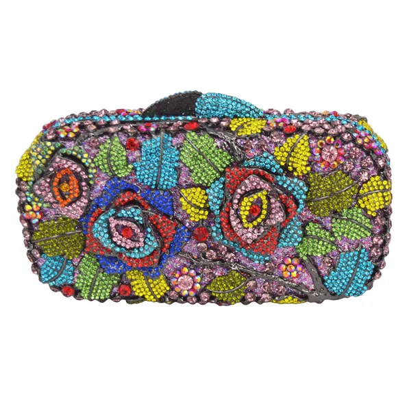 K picture clutch bag Роскошная вечерняя сумочка-клатч со стразами, золотой цветок розы, вечерние сумочки, женская свадебная сумочка, сумочка для невесты, вечерняя сумочка SC013 - Цвет: K picture clutch bag
