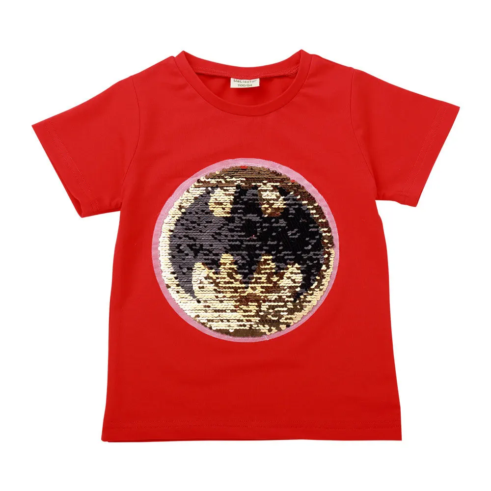 Летняя футболка для мальчиков и девочек волшебная Двусторонняя Футболка с