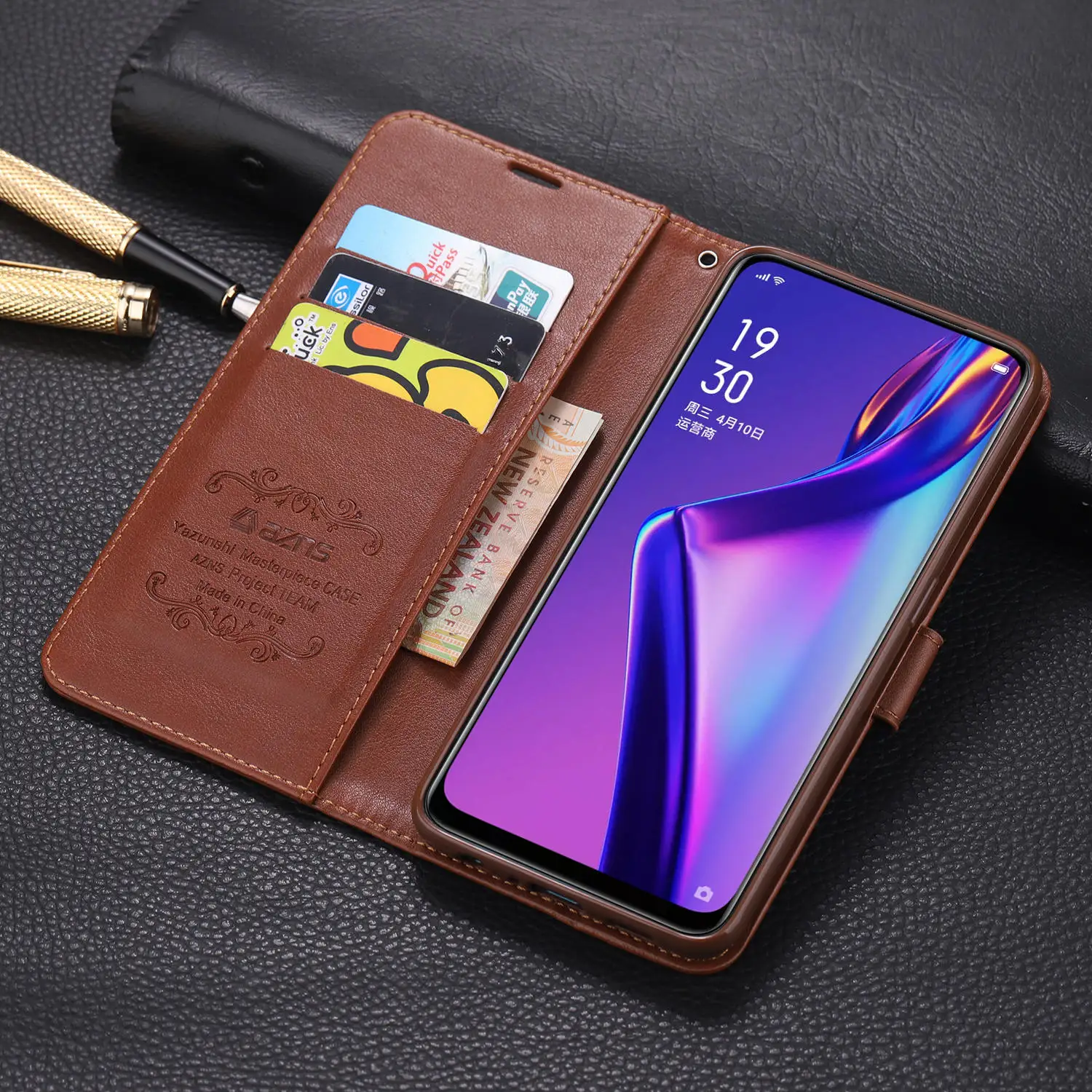 Чехлы для OPPO Realme X роскошный флип-кошелек магнитные винтажные кожаные сумки
