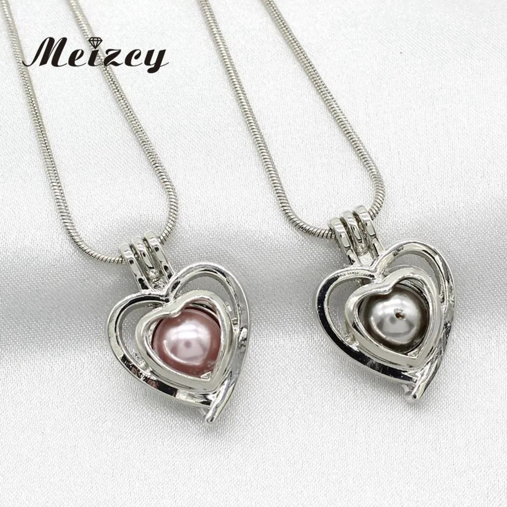 10 штук Серебряное сердечко с жемчужинами из устрицы, подвеска медальона с замком для диффузора парфюма и эфирных масел, украшение для изготовления колье.