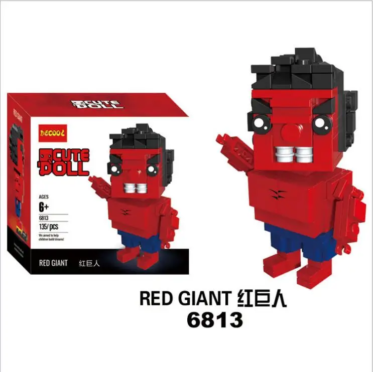 Розовый Brickhead Marvel Мстители Бесконечность войны Wonderwoman Аквамен киборг танос мини блок модель строительные блоки совместимы - Цвет: Розовый