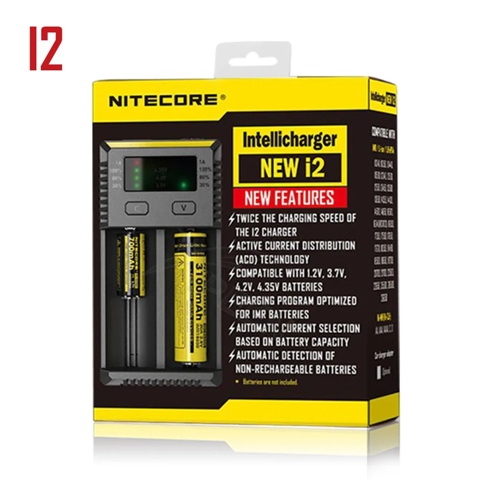 New I2 Nitecore D4 D2 I4 I2 зарядное устройство ЖК-дисплей интеллектуальная литий-ионная Зарядка 18650 14500 26650 16340 AA AAA батареи - Цвет: New I2