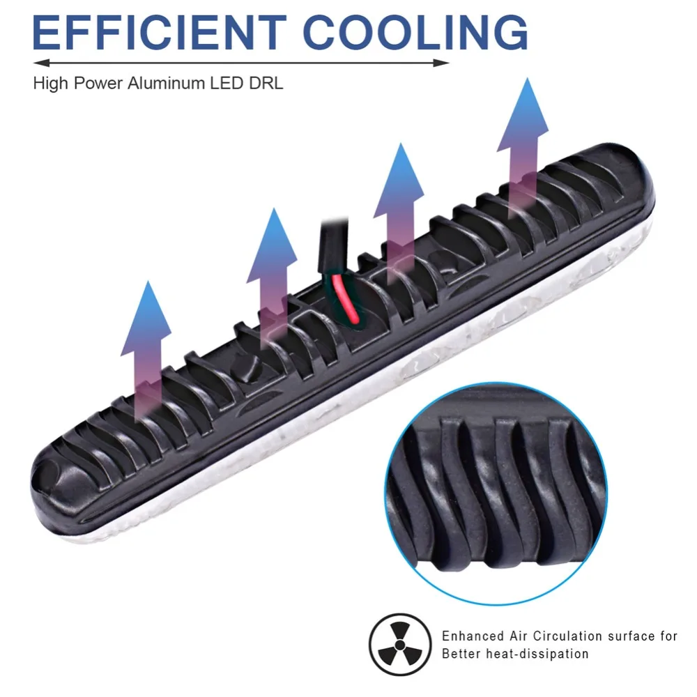 2 шт. 12 В 6 LED Автомобильные DRL водонепроницаемые алюминиевые дневные ходовые огни