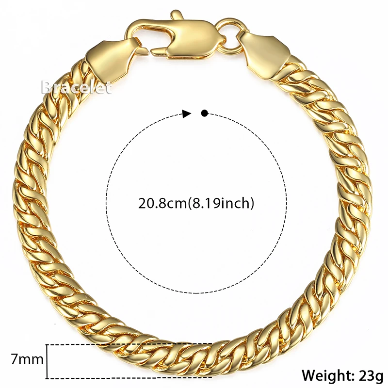 Trendsmax 7mm Bracelet for Men Women Gold Filled Snake Herringbone Chain 2018 Fashion Jewelry Gift 8.19inch KGB431 | Украшения и