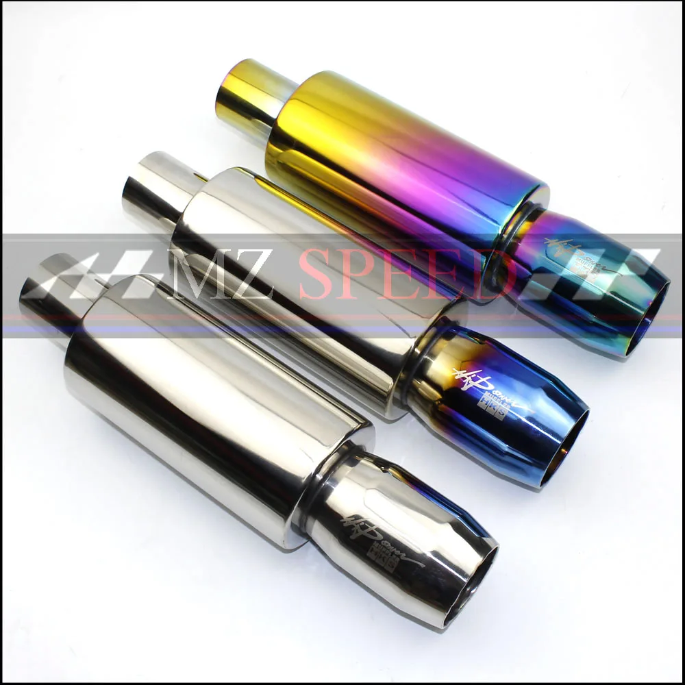 car styling universal car muffler exhaust stainless steel burn-blue muffler 57 mm imported to 76 mm outlet