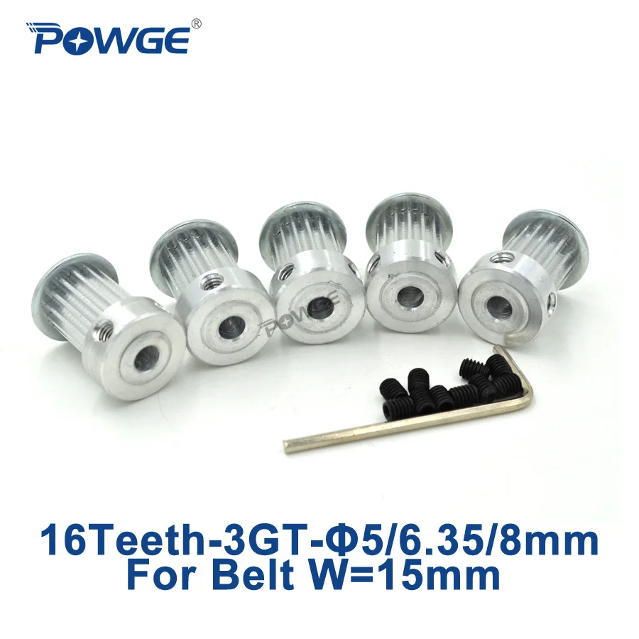 Шкив синхронный POWGE 5 шт. 3GT 16 зубьев отверстие мм 6 35 8 для ширины 15 GT3 3MGT |