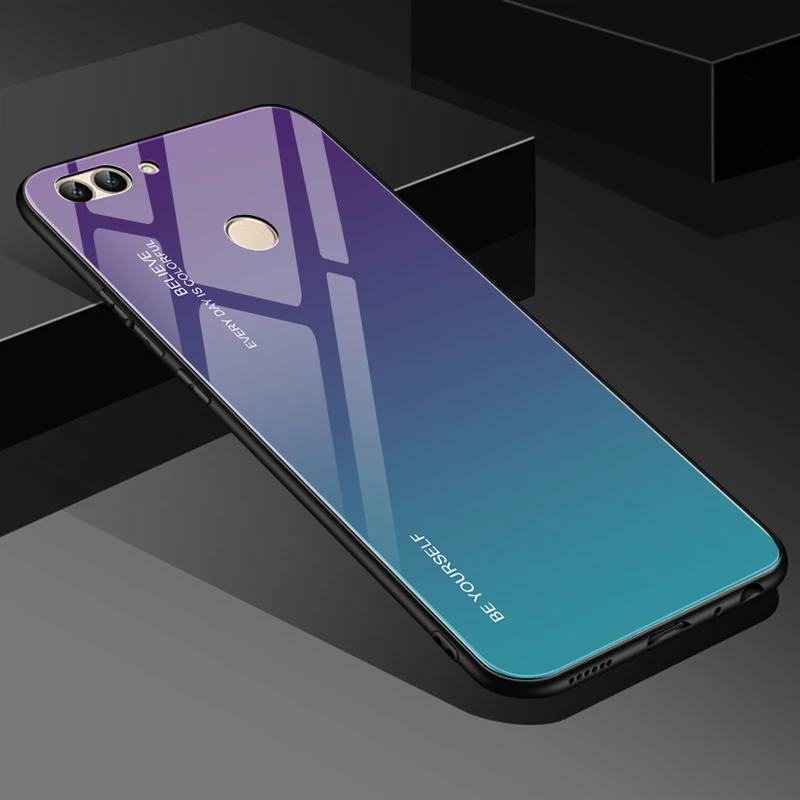 Умный чехол huawei P с градиентом, чехол из закаленного стекла для huawei P Smart PSmart,, FIG-LX1, FIG-LX2, FIG-LX3, 5,65 дюймов, защитный чехол