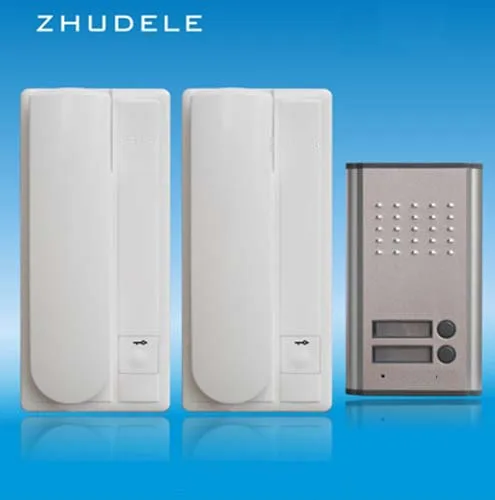 ZHUDELE 2-квартира домашней безопасности домофона ZD-3208AA аудио дверной звонок, 2-проводной домофонная система функция разблокирования