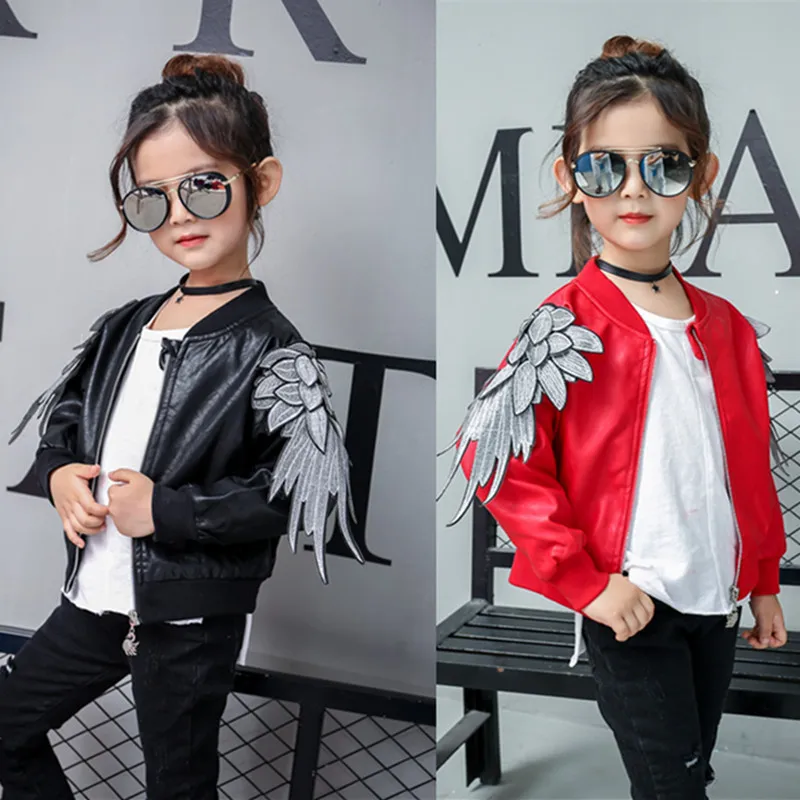 Дети Девочки индивидуальный Кожаные Куртки для Детей Пальто 2017 Весна Осень