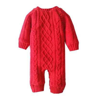 Новый теплый комбинезон с круглым вырезом красный однотонный плотный хлопковый