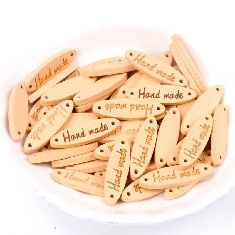 21. yellow 8x28mm Деревянный смешанный цвет слово бренд Овальный квадратной формы пуговицы 2 отверстия ручной работы одежда пошив скрапбукинга поделки аксессуары DIY 20 шт - Color: 21. yellow 8x28mm