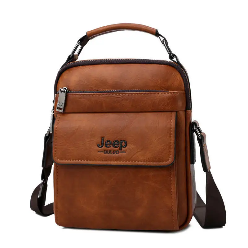 8805-Orange Мужские сумки на плечо jeep buluo, комплект, оранжевая сумка для документов и кошелек, из спилковой кожи, переносная сумка, сумка на плечевом ремне, все сезоны - Цвет: 8805-Orange