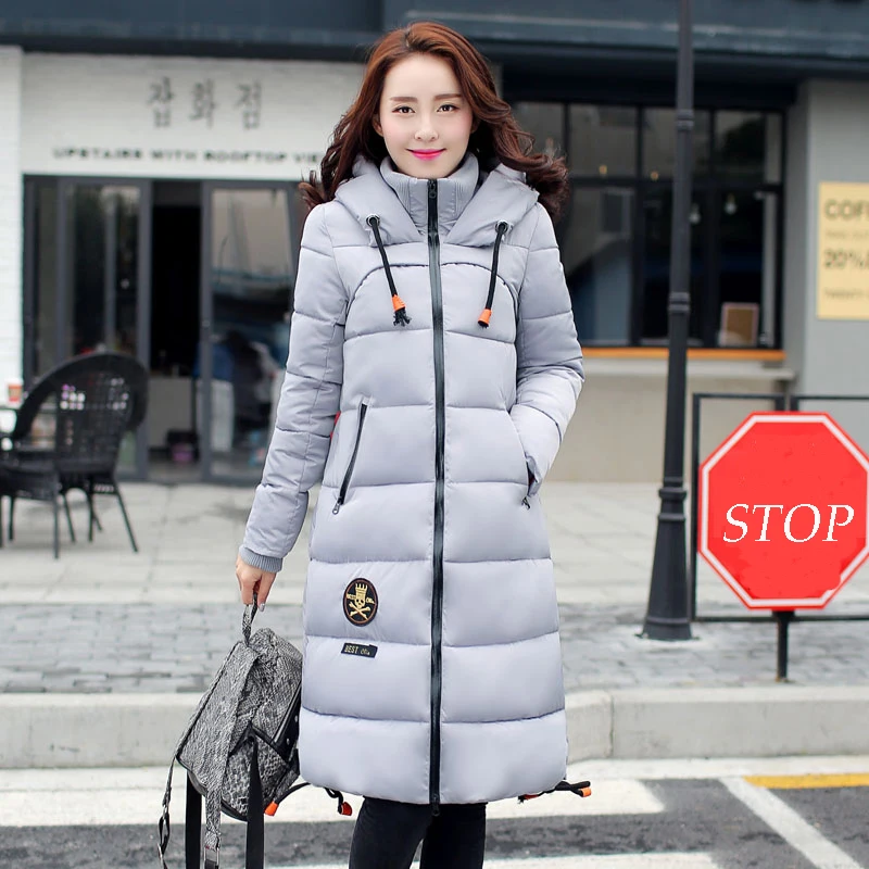 Женская длинная парка с капюшоном модель WUJ0487 в европейском стиле хлопковой