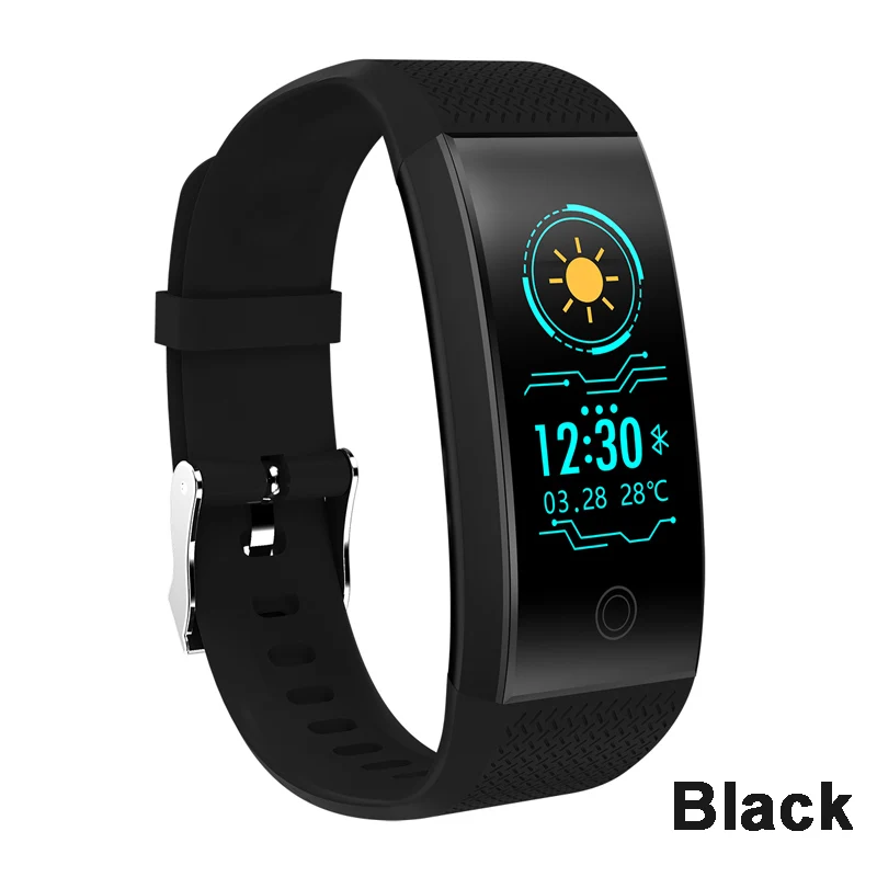 Black Умный Браслет QW18 IP68 Водонепроницаемый Smartband монитор сердечного ритма во время сна спортивный Шагомер фитнес-трекер Bluetooth Smartwatch - Цвет: Black