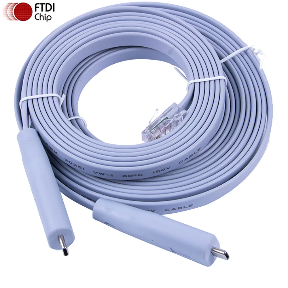 Console Cable USB 6FT FTDI Type-C to Rj45 RS232 For Windows 8/7 Vista MAC Linux Cisco Extension 6ft 12ft Cable