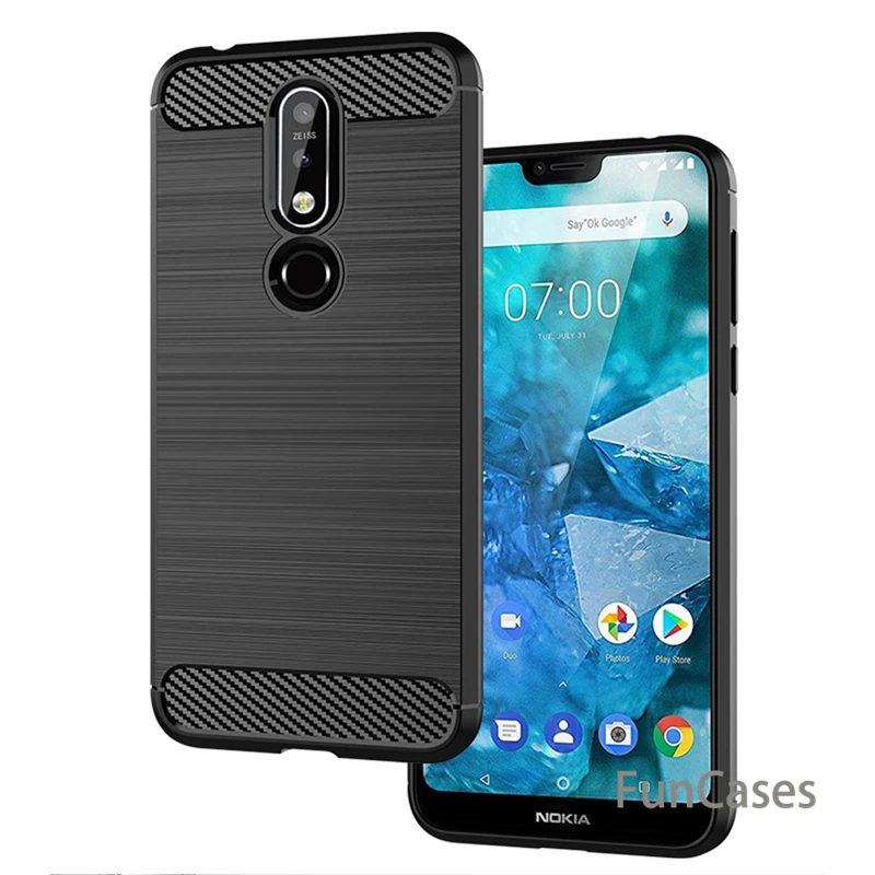 Для Nokia 7 1 чехол Роскошный мягкий армированный ТПУ силиконовый карбоновый для