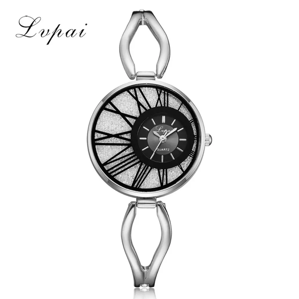 Silver Black Lvpai брендовые роскошные женские часы из сплава розового золота, кварцевые наручные часы, часы kol saati relogio feminino для женщин - Цвет: Silver Black