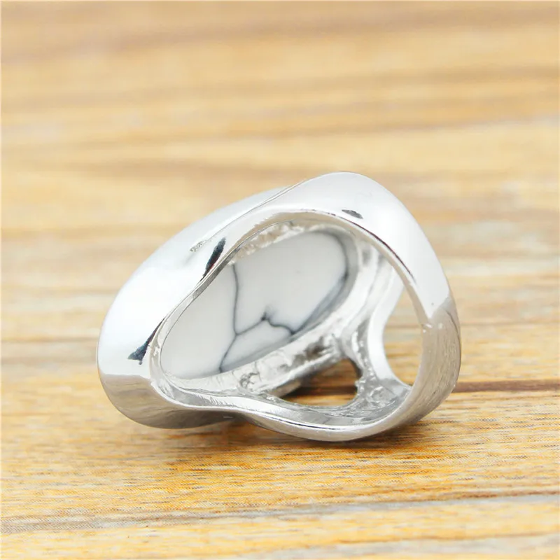 Овальный белый камень Кольца для Для женщин Посеребренная Сердце отверстие