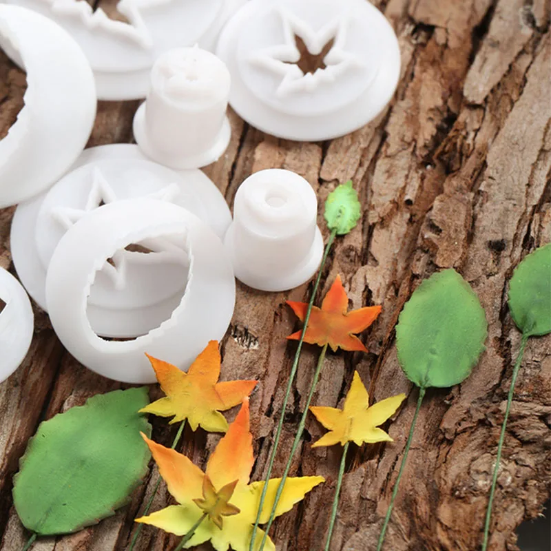 Пищевой пластик помадка Сахарный цветок резак Лист Розы кленовый лист 4 размера в