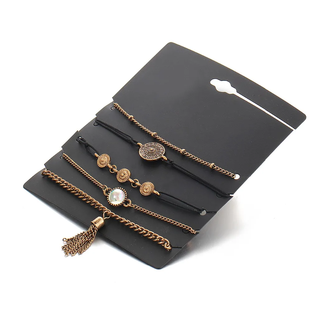 2017 винтажные Многослойные браслеты и для женщин античный золотой цвет цепи с