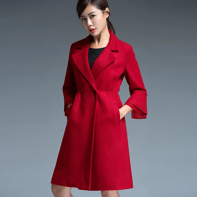 Женское шерстяное пальто большого размера новинка 2017 года для полных женщин