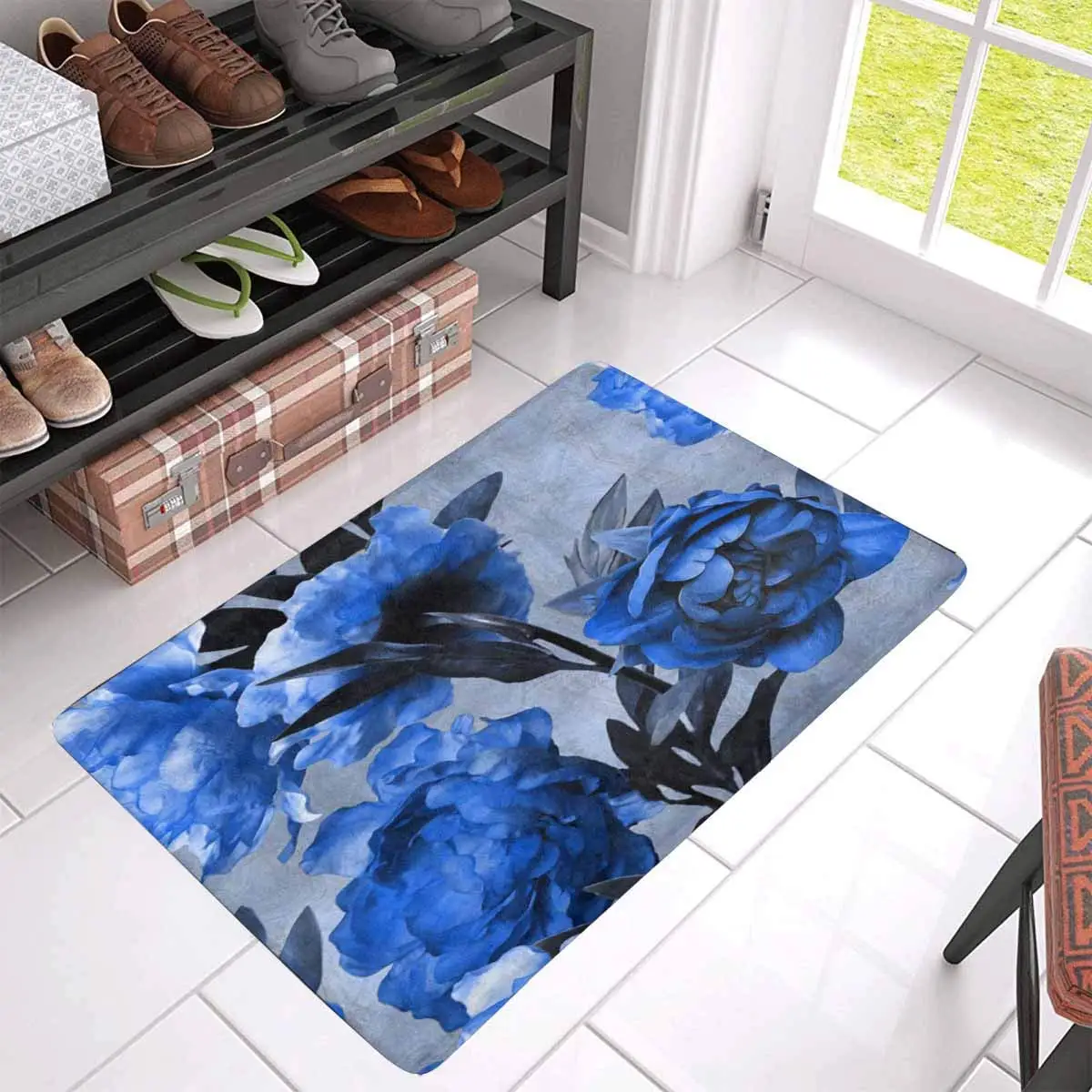 Art Vintage Monochrome Floral Doormat Indoor Entrance Rug Floor Mats Shoe Scraper Door Mat Non-Slip Home Decor Rubber Backing | Дом и сад