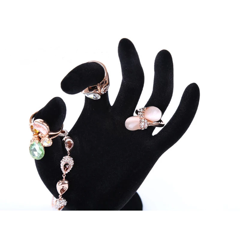 Черный вельвет OK дизайн манекен ручной палец модель ювелирных изделий кольцо