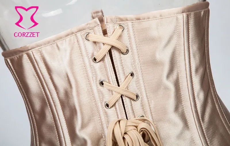Бежевый Атласный Женский Регулируемый корсет для талии 24 стальные корсеты