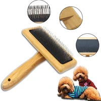 pet combs dog cat hair brush bamboo pets handle massage beauty needle comb with stainless pins puppy dogs cats accessories tools