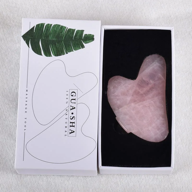1 set Gua Sha Набор подарочных коробок для инструментов, натуральный розовый кварц, драгоценный камень для спа-иглоукалывания, выскабливающий камень, нефрит, исцеляющий драгоценный камень, массаж - Цвет: 1 set