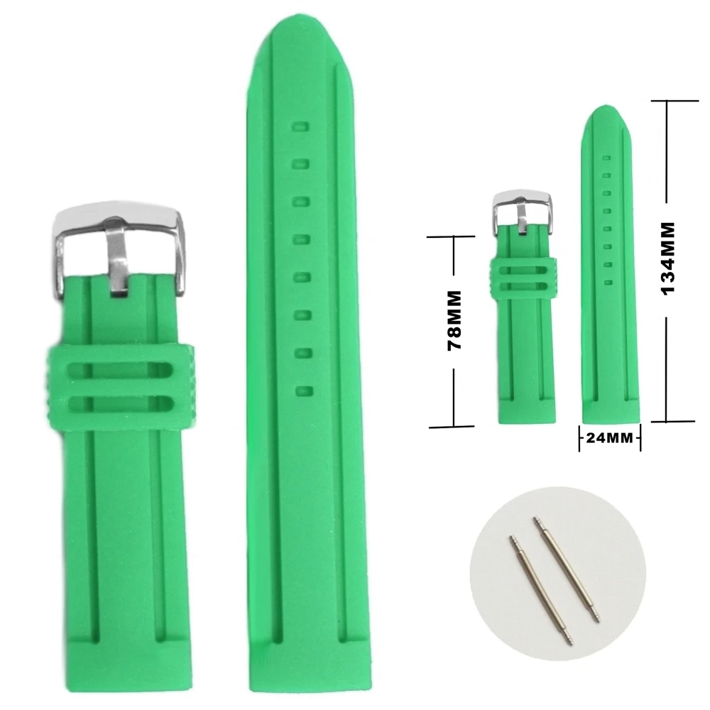 24 мм Aqua зеленые цветные силиконовые желе резиновые женские мужские часы ремешок
