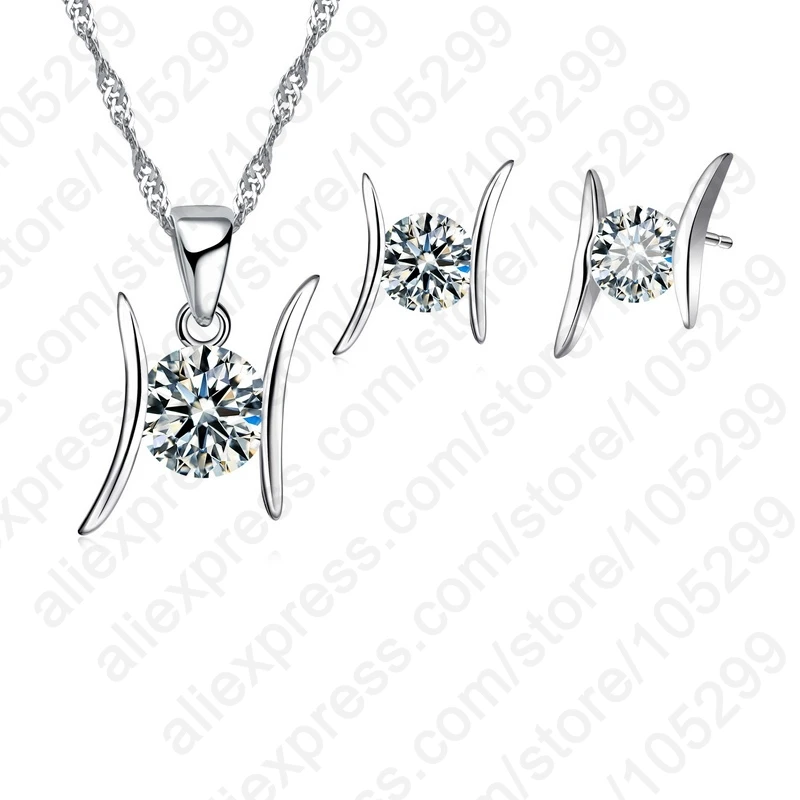 Модные блестящие ювелирные изделия CZ набор из стерлингового серебра 925 пробы
