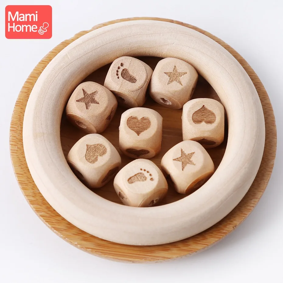 12mm 10pc Wooden Beads For Baby Heart Beads DIY Pacifier Chain Wooden Blank Rodent Teething Children'S Goods Nursing Bracelets