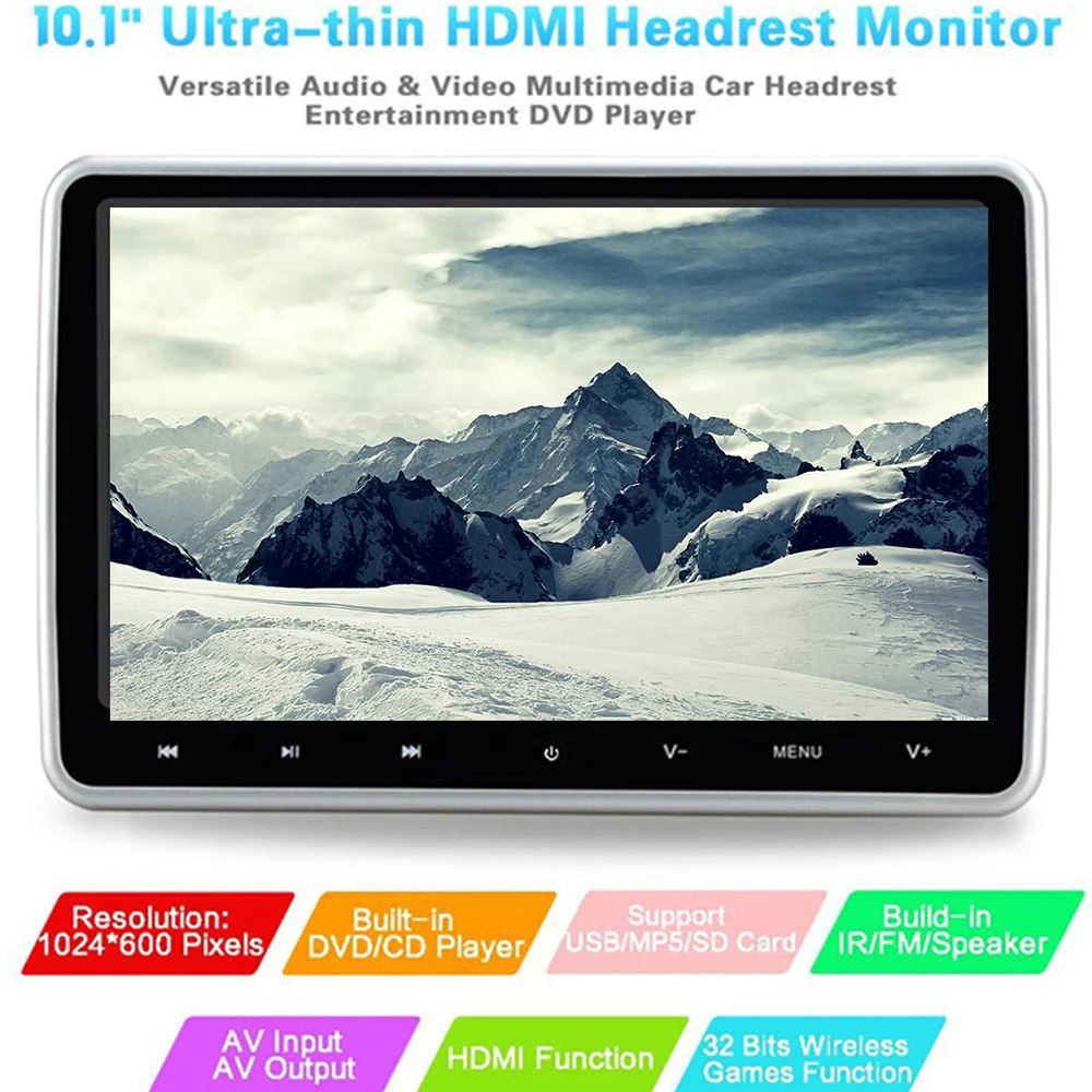 10 1 дюймовый цифровой TFT HD LCD машина автомобиль подголовник DVD игровой плеер с HDMI