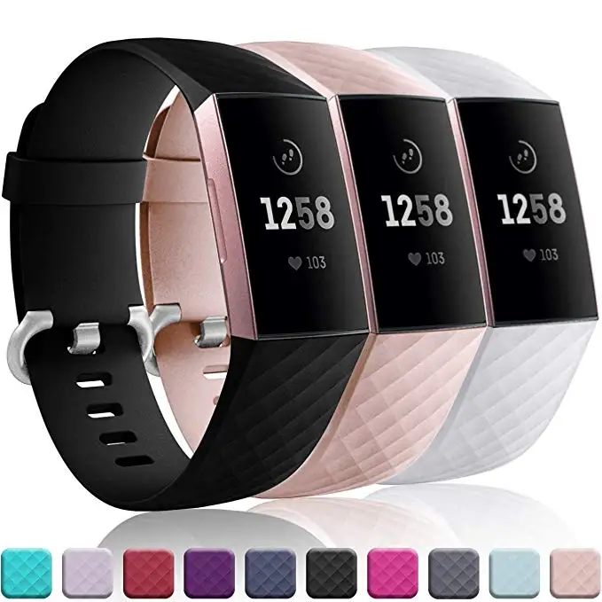 Черный 3 упаковки для Fitbit Charge 3 браслет ремешок на запястье Смарт-часы ремешок мягкий сменный Браслет наручных часов Ремешок для умных часов для женщин и мужчин - Цвет: Черный