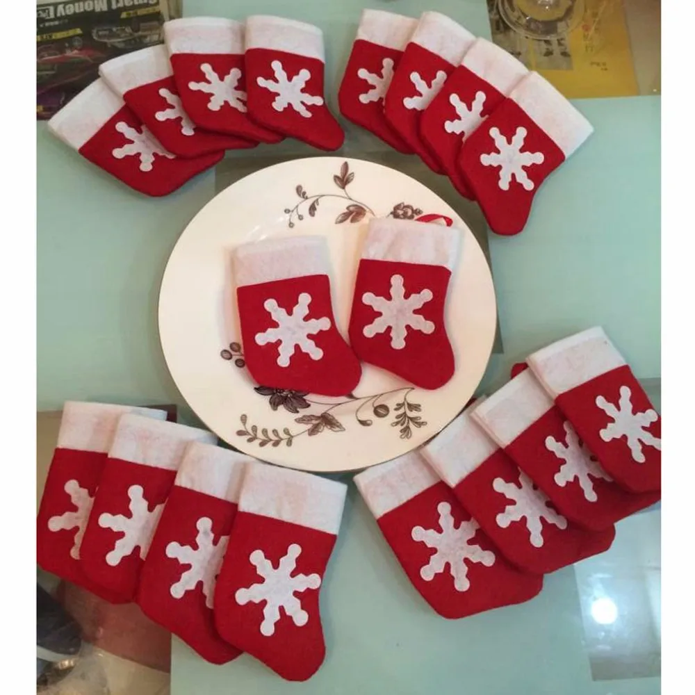 50 Шт./лот Красный Мини Рождественский Чулок Декор Носки Дизайн Творческий Посуда