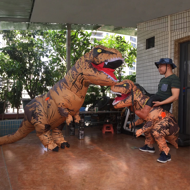Надувной костюм T Rex для взрослых и детей косплей Хэллоуин всадник динозавр