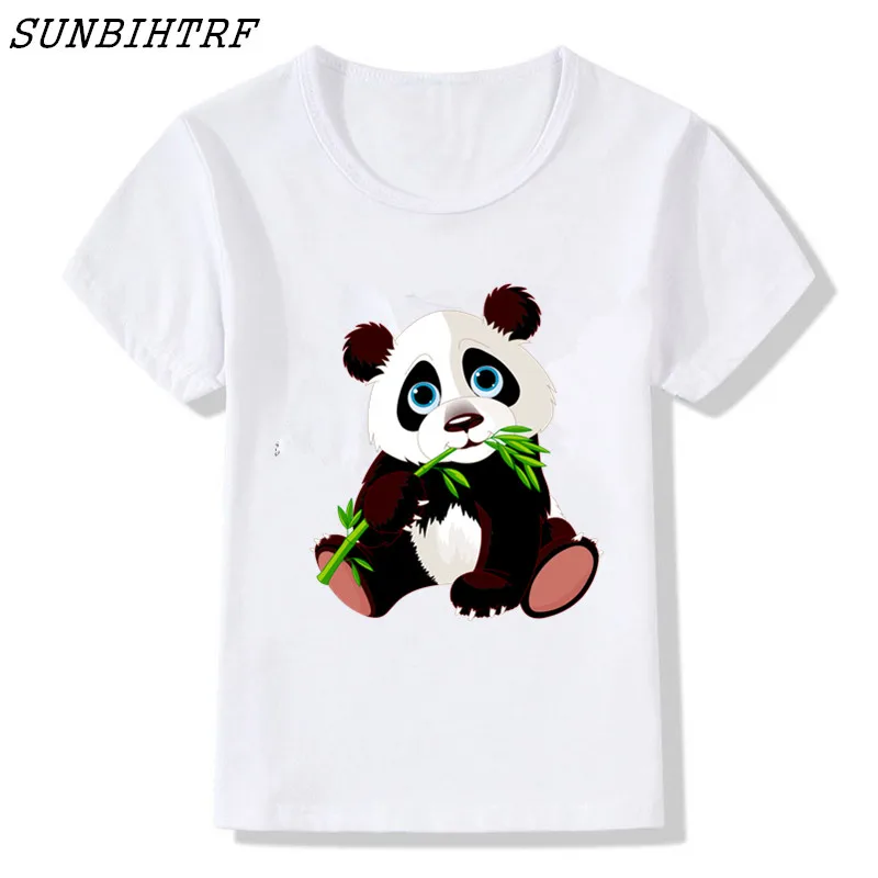Sunbihtrf уличная детская футболка животных Забавный Panda топ хлопковая рубашка для
