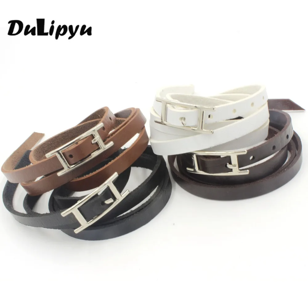 12pc/lot Cool Multi-layer PU Leather Belt H buckled Black White Coffee Bracelet JW008 | Украшения и аксессуары