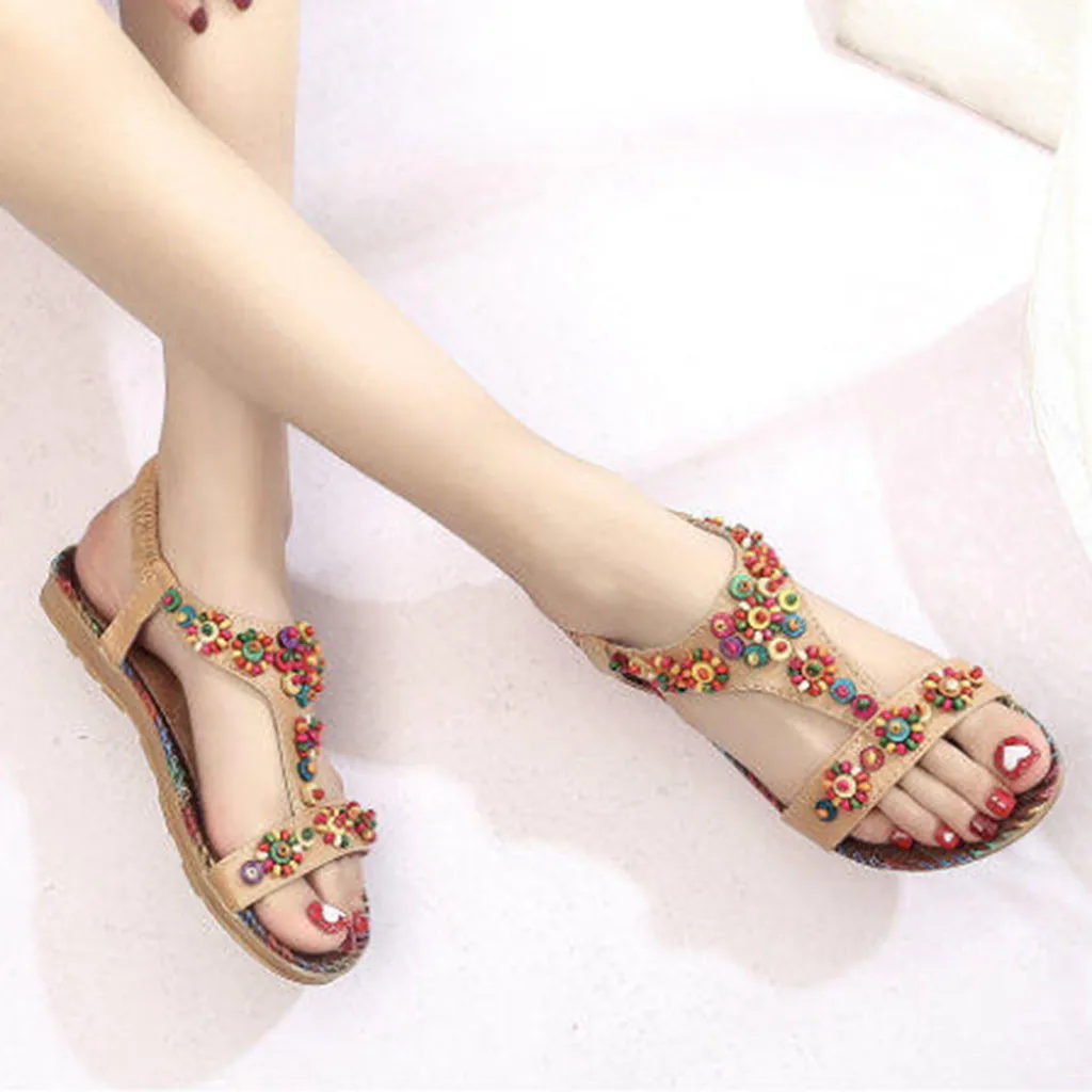 YOUYEDIAN/женская повседневная обувь с бусинами женские босоножки chaussure plate femme printemps