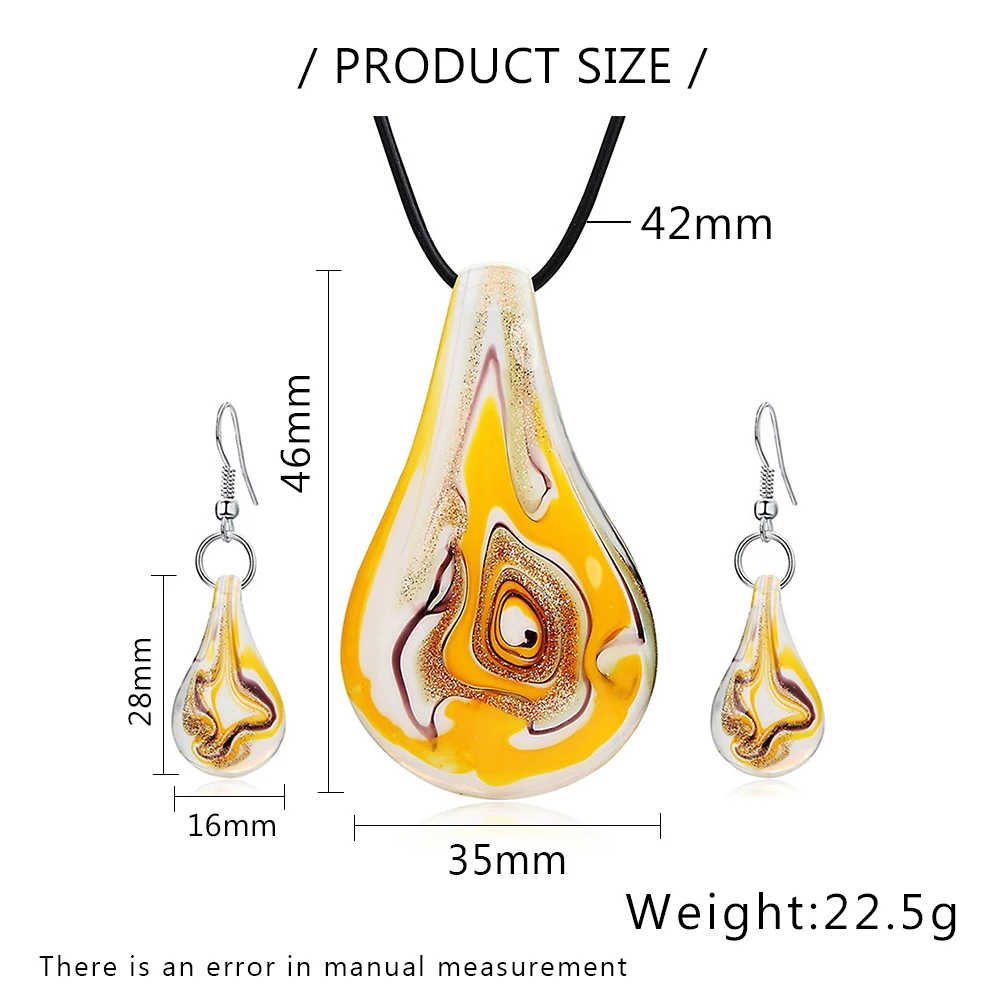 Ожерелье и серьги Ювелирные наборы хаотическая нить муранское стекло вдохновение капли воды в форме Lampwork