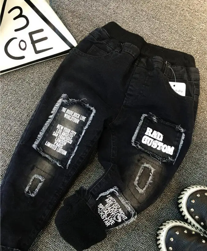 Thickened jeans Брендовая одежда для мальчиков Модный Детский свитер из плотного флиса+ джинсы комплект из 2 предметов, детский зимний комплект, толстовки для мальчиков повседневные Костюмы для детей возрастом от 2 до 6 лет - Цвет: Thickened jeans